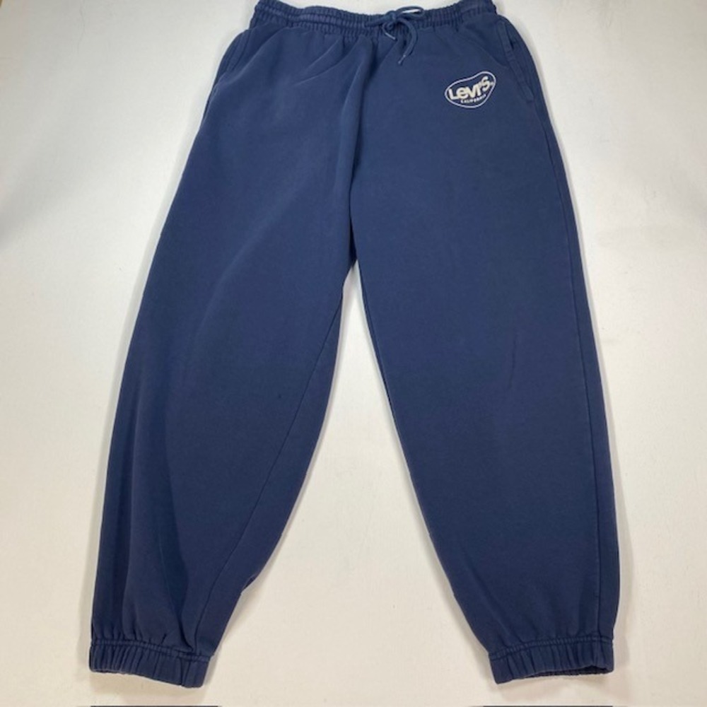 Levis California Navy Blue Jogger Sweatpants Mens Large Fleece Logo Relaxed